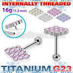 uhein25 titanium barbell cz diamond shape ball cnc internal