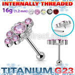 uhein28 titanium barbell 16g cz cluster lower ball internal