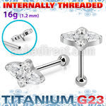 uhein31 titanium g23 barbell 16g tear cz ball internal