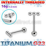 uhein53 titanium g23 barbell 16g three balls ball internal