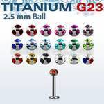 ulbca25 titanium g23 labret with two 2 5 mm multi jewel balls