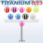 ulbeb3 titanium g23 labret w assorted acrylic uv beach balls