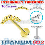 ulbin15 titanium g23 labret 16g seven beads top internal