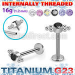 ulbin21 titanium labret six balls cluster bezel cz internal