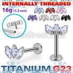 ulbin23 titanium g23 labret three prong marquise cz internal