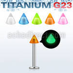 ulgln3 titanium g23 labret w glow in the dark acrylic cone