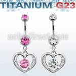 umcd571 titanium g23 belly banana w bezel jewel crystal heart