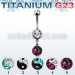 umcd626y titanium g23 belly banana with dangling yinyang ball