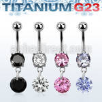 umcdz407 titanium g23 belly banana w 5 8mm bezel jewel 8mm cz