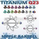 umnp103 sun nipple shield w titanium g23 barbell w multi jewels