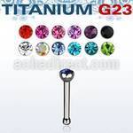 unbc titanium g23 nose bone with bezel set round crystal top