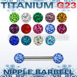 unpfr5 titanium g23 nipple barbell w 5mm multi crystal balls