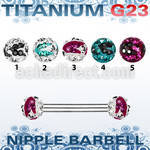 unpfr5c titanium nipple bar w 5mm multicrystal zebra balls