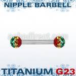 unpfr5r titanium g23 nipple barbell w 5mm rasta ferido ball