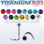 unsc20 titanium g23 nose screw, 20g w bezel set crystal top