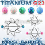 uonp103 sun shaped nipple shield titanium barbell 5mm opal balls
