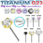 upinpz titanium g23 threadless push pin top prong set cz
