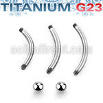 uset01 3pcs of titanium g23 eyebrow banana bar 3mm ball