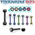 utbbe2c titanium g23 eyebrow barbell w 3mm bezel set jewel balls