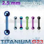 utbbeb25 anodized titanium g23 eyebrow helix barbell with balls