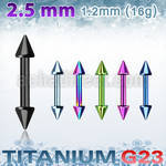 utbben25 anodized titanium g23 eyebrow helix barbell with cones