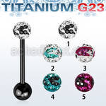 utbbfr5c black titanium tongue bar w 5mm multicrystal zebra ball 
