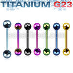 utbbg anodized titanium g23 nipple barbell with 6mm balls