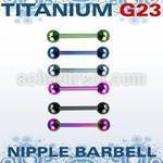 utbbnpg anodized titanium g23 nipple barbell with a 5mm ball