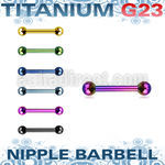 utbbnps titanium g23 anodized nipple barbell, 14g with 4mm balls
