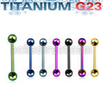 utbbs anodized titanium g23 barbell tongue bar w 5mm balls
