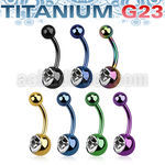 utbn2cg anodized titanium banana w 2 bezel jewel 5 8mm balls