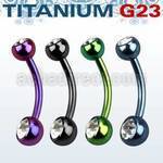 utbn2cs anodized titanium banana w 2 bezel jewel 5 6mm balls