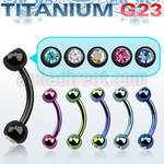 utbne2c4 anodized titanium g23 eyebrow banana w 4mm jewel balls
