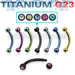 utbne2c anodized titanium g23 banana w 2 bezel jewel 3mm ball