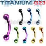 utbneb anodized titanium g23 eyebrow banana ring with 3mm balls