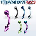 utbnebcn anodized titanium g23 eyebrow banana w 3mm ball cone
