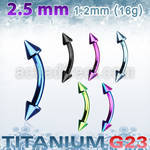 utbnen25 anodized titanium g23 eyebrow banana with 2 5mm cones