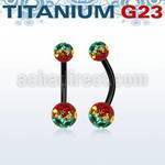 utbnfrsr anodized titanium banana w 5 6mm rasta ferido balls