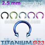 utcben25 anodized titanium g23 circular barbell with 2 5mm cones
