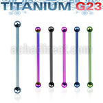 utinb4 anodized titanium g23 industrial barbel with 4mm balls