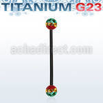 utinfr5r anodized titanium g23 barbell w 5mm rasta balls