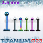 utlbb25 anodized titanium g23 labret w two 2 5mm balls