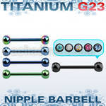utnpjb5 titanium g23 anodized nipple barbell w 5mm jewel balls