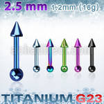 utrgt16 anodized titanium tragus barbell w 2 5mm cone 3mm ball