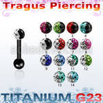 utrgt7e anodized titanium g23 tragus piercing with 2color ball