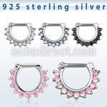 vsepc14 925 silver septum clicker 1.6mm small prong set cz stone