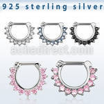 vsepc16 925 silver septum clicker 1.2mm small prong set cz stone