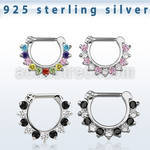 vsepcx16 925 silver septum clicker 1.2mm small mix color czs