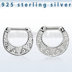 vsepf14 925 silver septum clicker w 1.2mm 316l steel closure bar