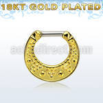 vsepfg14 gold plated silver septum clicker w 1.6mm closure bar
